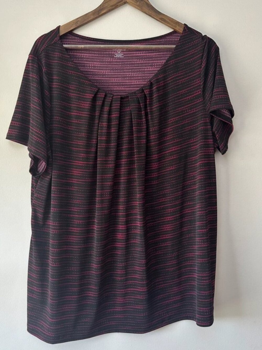 Worthington Black/Burgundy Short sleeve Shirt 2X